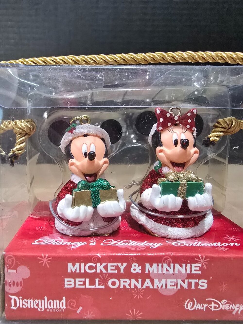 Disney Parks Minnie And Mickey Bell Ornaments Disney's Holiday Collection NEW